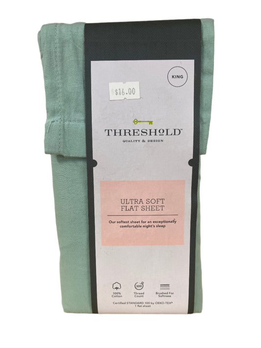 King 300 Thread Count Ultra Soft Flat Sheet Mint Ash - Threshold