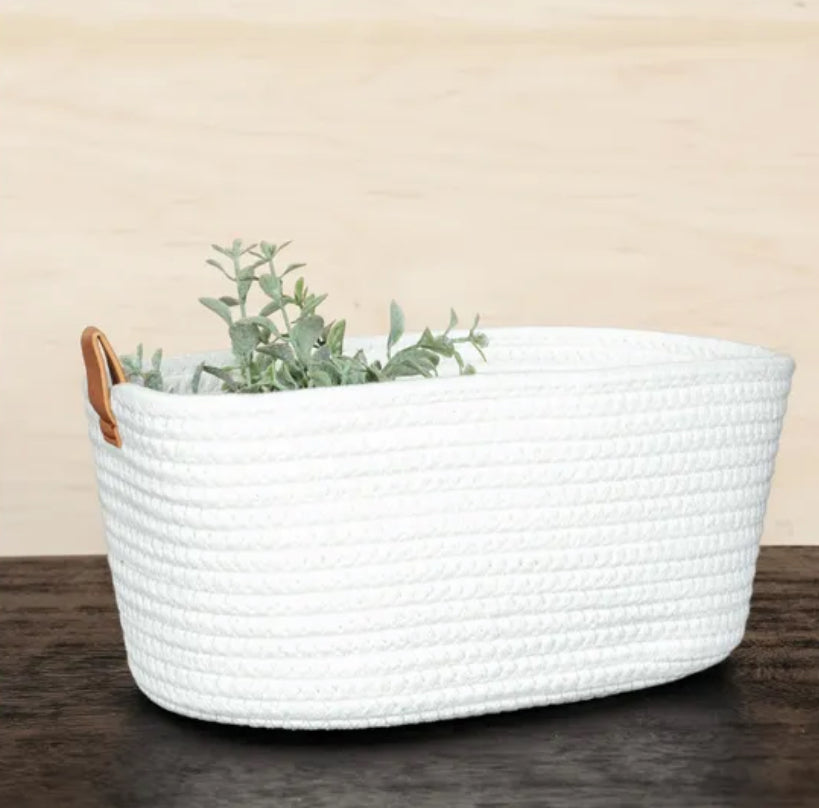 12.5" X 8.5" Large Ivory Basket