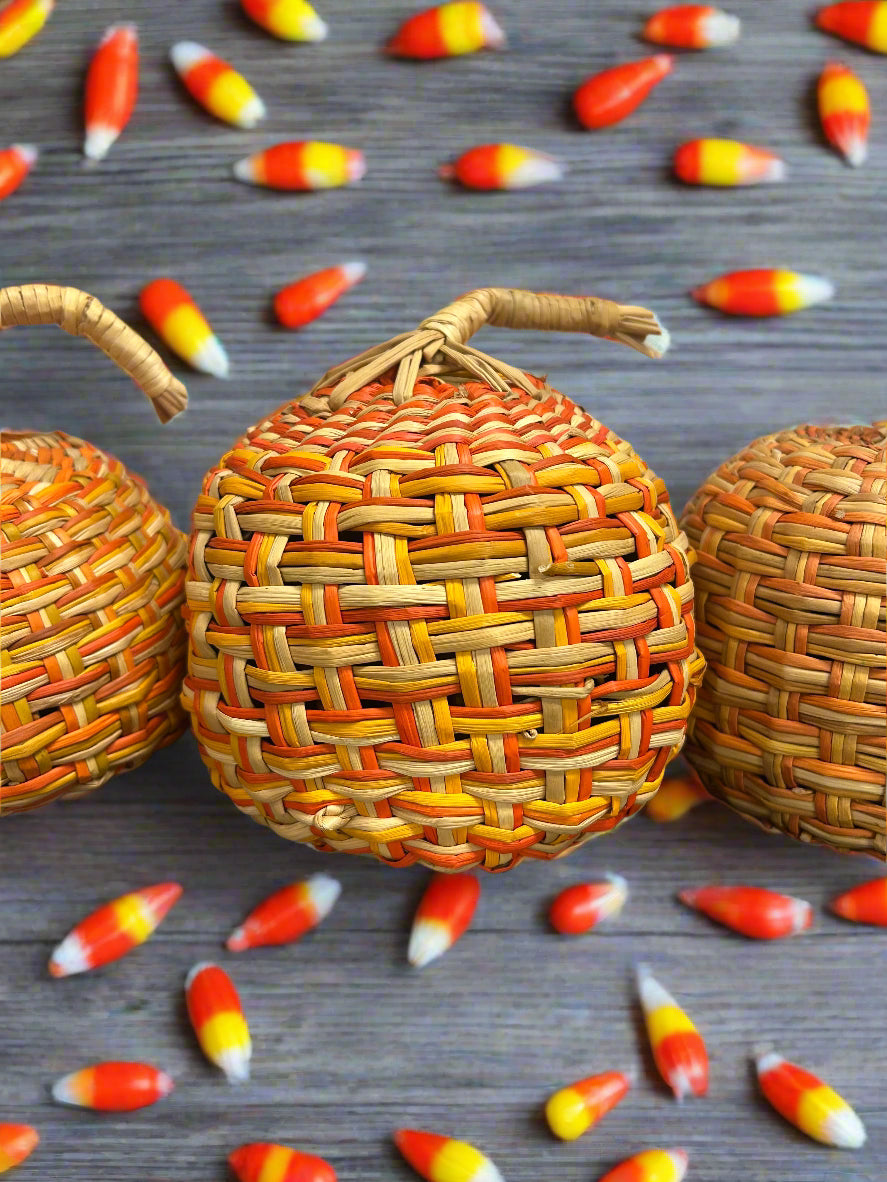 Set of 3 Woven Rattan Wicker Pumpkins Orange/White/Yellow - Threshold