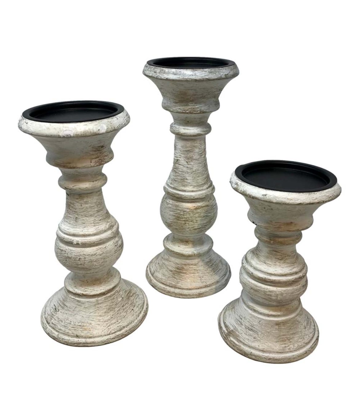 Size M White & Goldtone Pillar Candleholder - 1 Pillar
