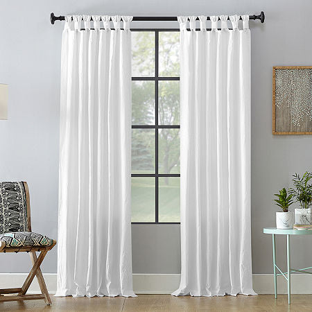 52” x 84” Archaeo Light Filtering Washed Cotton Twist Tab Curtain White - 1 Panel