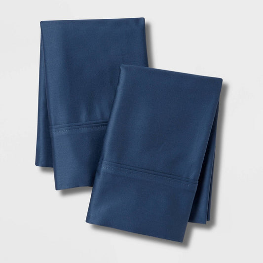 King Solid Performance 400 Thread Count Pillowcase Set Metallic Blue - Threshold