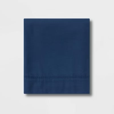 Queen 300 Thread Count Ultra Soft Flat Sheet Dark Blue - Threshold