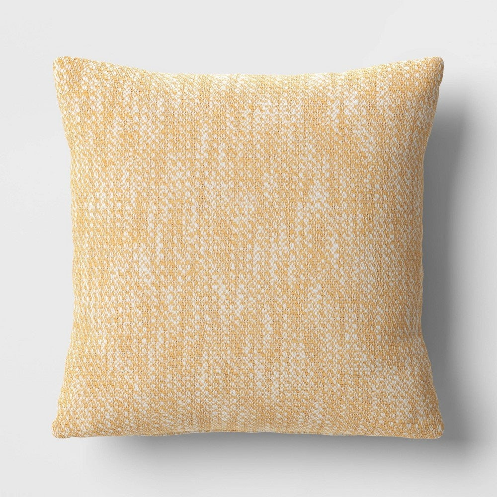 Textured Woven Cotton Square Throw Pillow Yellow - Room Essentials