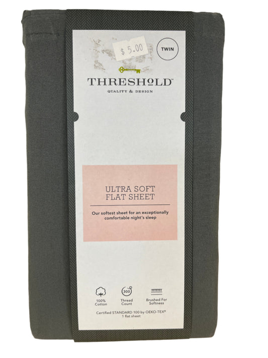 Twin Ultra Soft Flat Sheet Gray 300 TC - Threshold