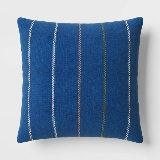 Square Yarn-Dyed Striped Cotton Throw Pillow Navy - Room Essentials