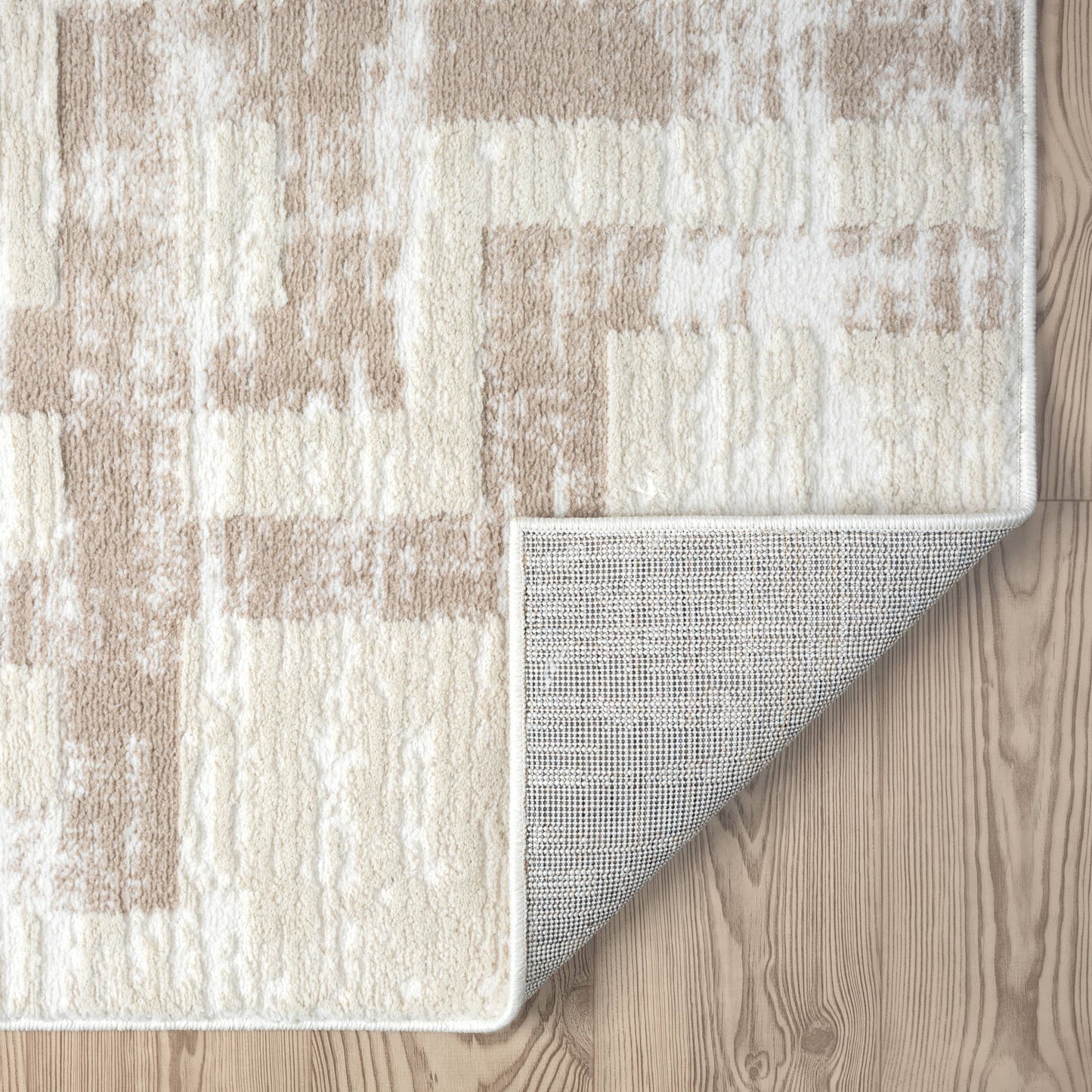 Abani Viva Neutral Cream Beige Art Deco Area Rug: 6' x 9'