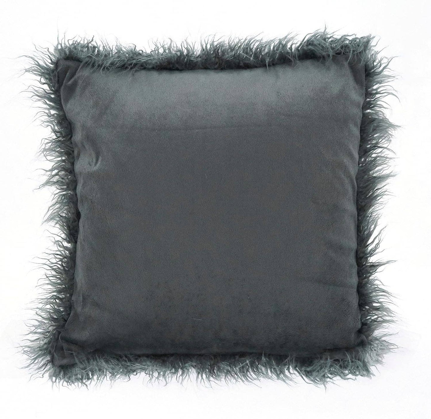 Slate Faux Mongolian Fur 18" Filled Throw Pillow