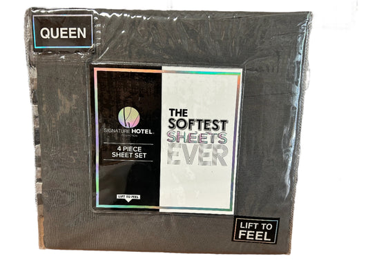 Charcoal Signature Hotel Collection Microfiber Queen Sheet Set