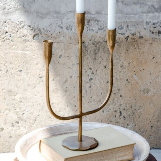 15.75" Gold 3 Arm Candelabra