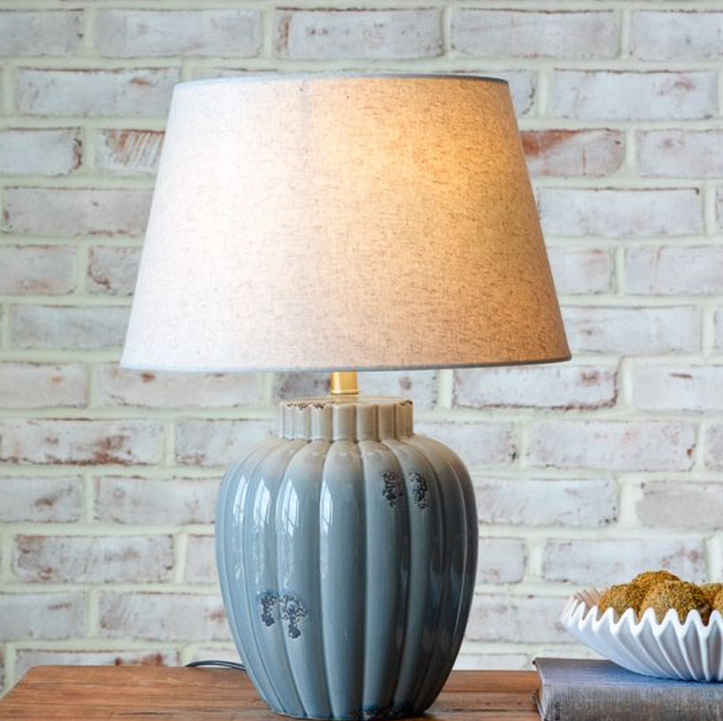 18" Grey Distressed Table Lamp