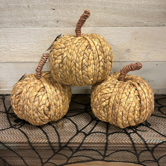 Set of 3 Medium Size Light Brown Woven Pumpkins - Threshold