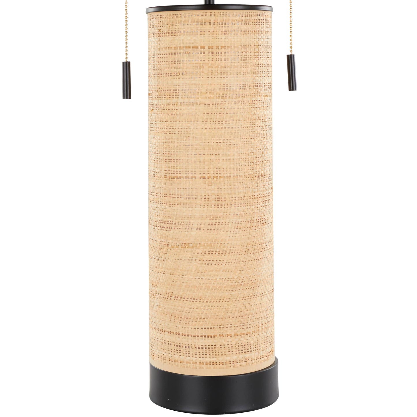 Cylinder Rattan 29" Table Lamp: Black Metal, Natural Rattan