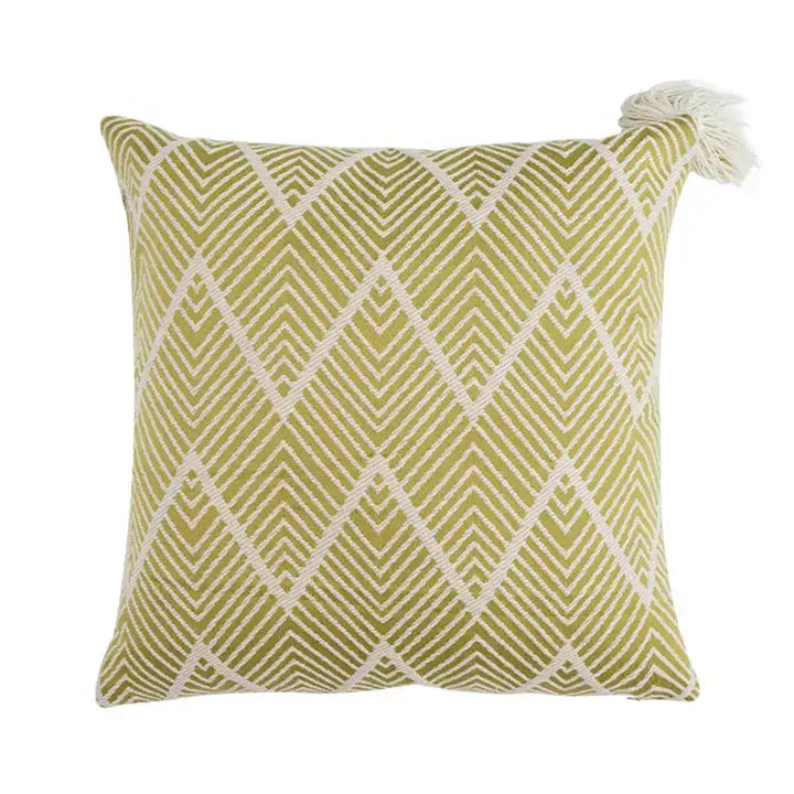 Yellow Chevron Cotton Blend 18" Throw Pillow : Cover + Insert
