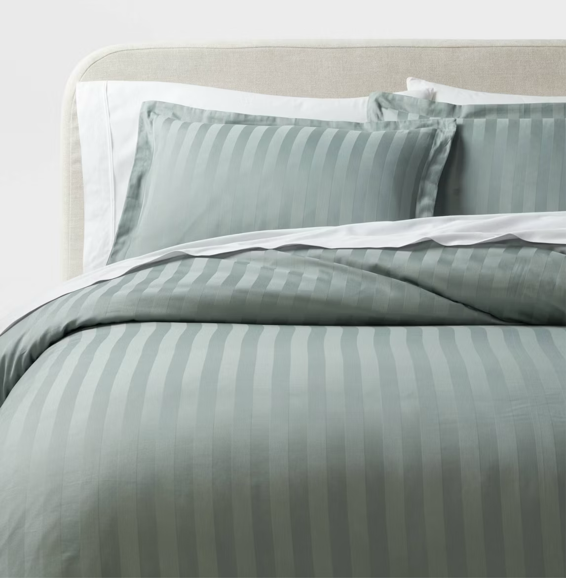 As Is 3pc Striped Damask Duvet Cover & Sham Set - Threshold