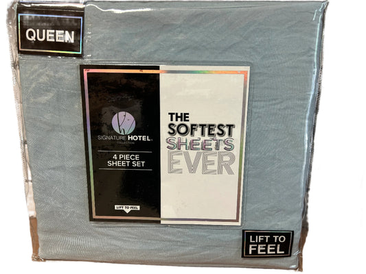 Blue Signature Hotel Collection Microfiber Queen Sheet Set