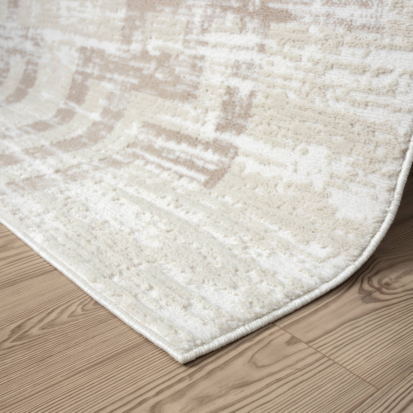 Abani Viva Neutral Cream Beige Art Deco Area Rug: 6' x 9'