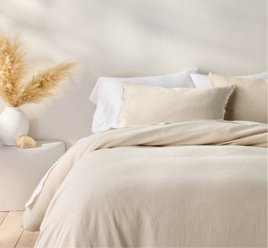 As Is King Heavyweight Linen Blend Duvet Cover Natural - Casaluna