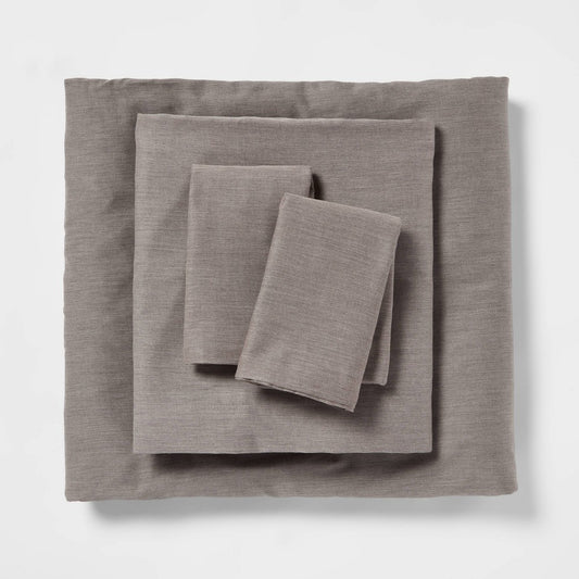 Twin/Twin XL Easy Care Cotton Blend Sateen Sheet Set Heather Gray - Room Essentials