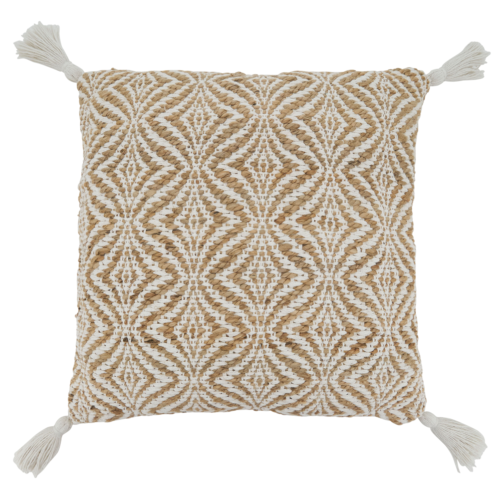 Natural Jute Woven Jute-Cotton 20" Throw Pillow: Cover + Poly Insert