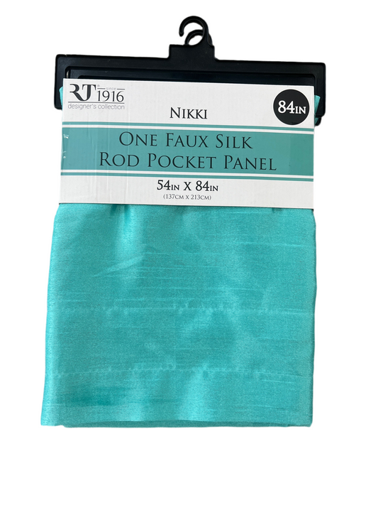 54” x 84” Nikki Faux Silk Aqua Rod Pocket Curtain Panel - 1 Panel