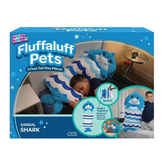 Happy Nappers: FluffALuff Pet - Shark - 2-In-1: Plush Character & Snap-On Pillowcase