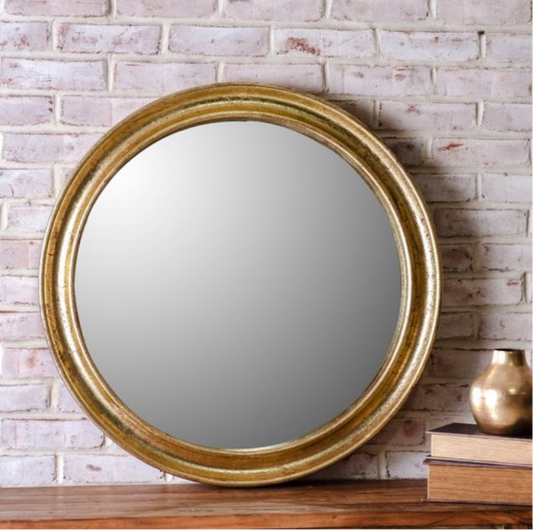 30" Round Gold Mirror