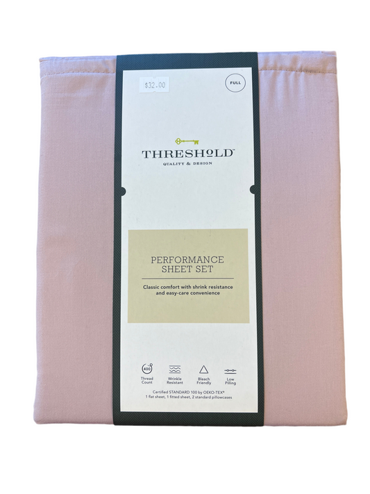 Full 400 Thread Count Solid Cotton Performance Sheet Set Rose - Threshold