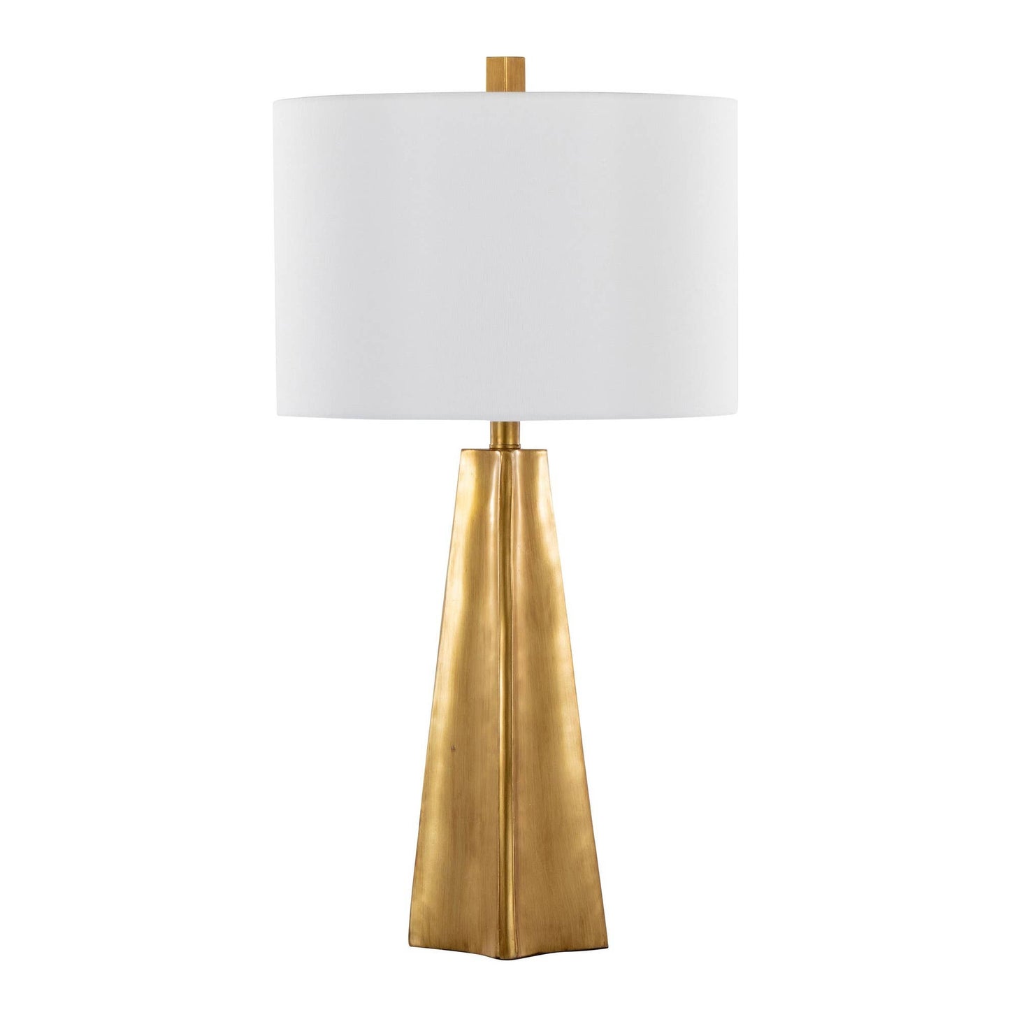 Pompeii 29" Polyresin Table Lamp: Gold Poyresin, White Linen