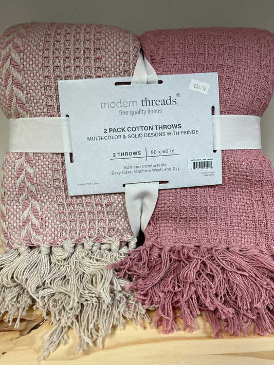 Modern Threads 2 Pack 100% Cotton  Batik Throws 50" x 60" - Pinks