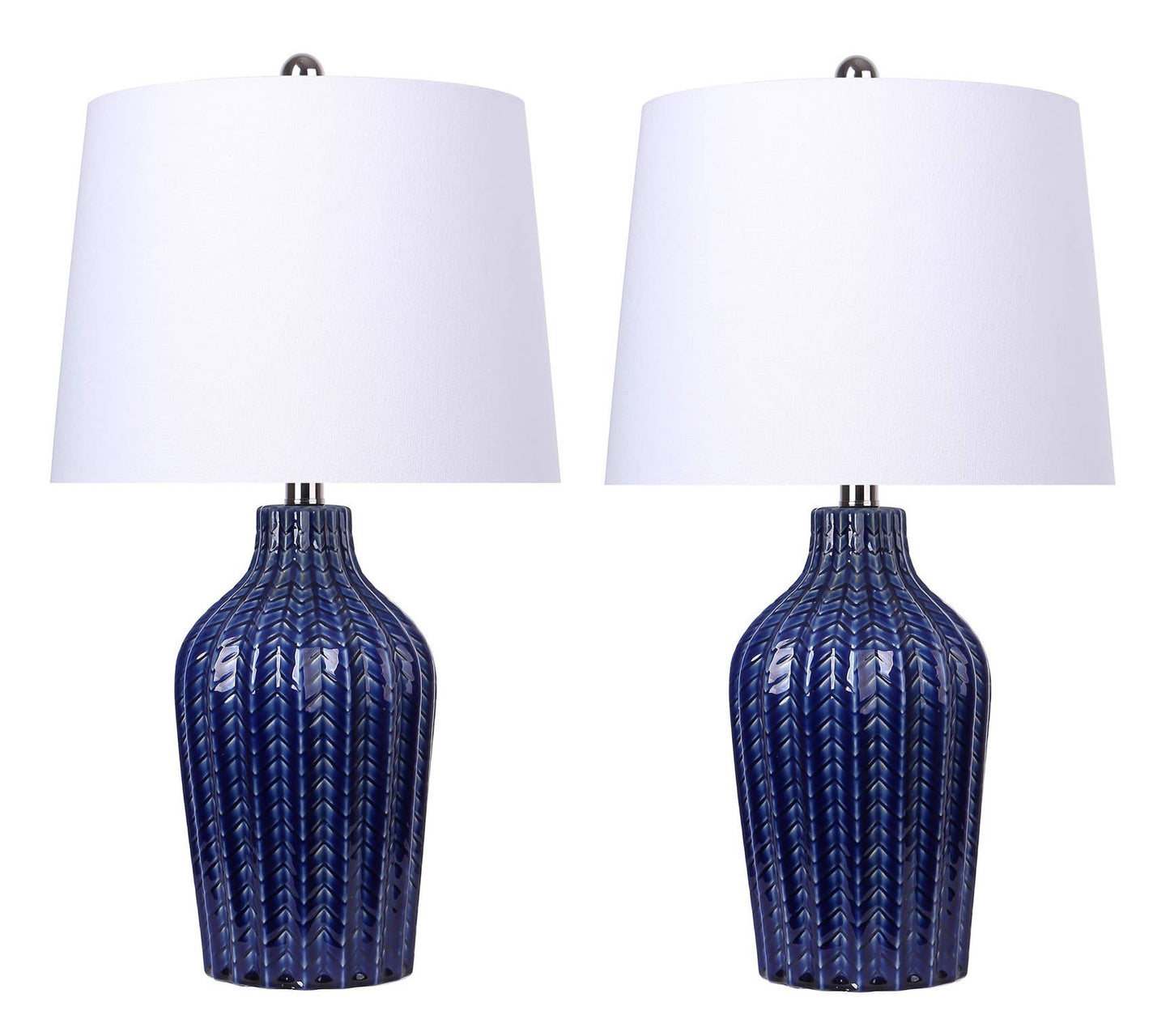 Rockwell 23.5" Ceramic Table Lamp & Linen Shade: Dark Blue
