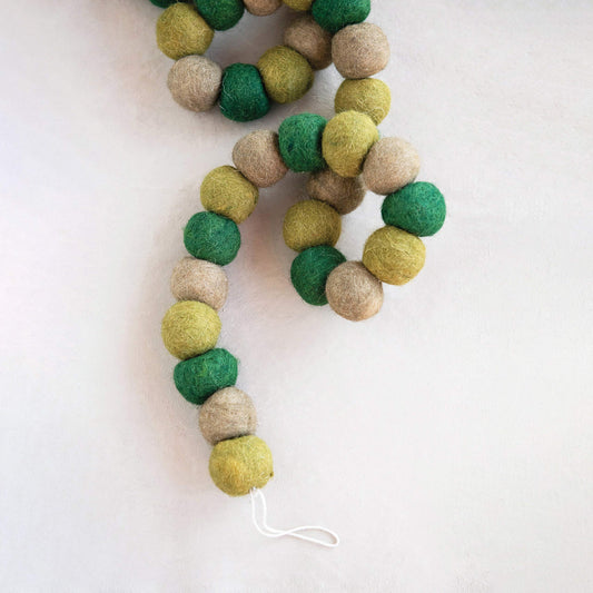 72” Green Wool Felt Ball Garland