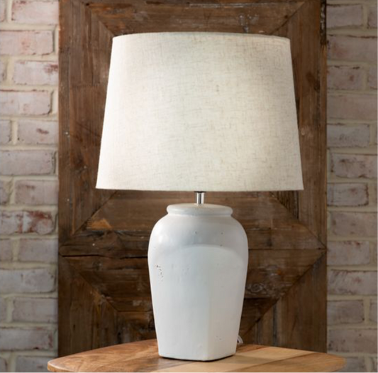 19.75" Vintage White/Oat Table Lamp