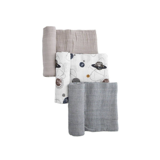 Little Unicorn Cotton Muslin Swaddle Blanket - Planetary - 3pk
