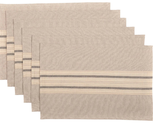 Sawyer Mill Charcoal Stripe Placemat 12”x18” - Set of 6