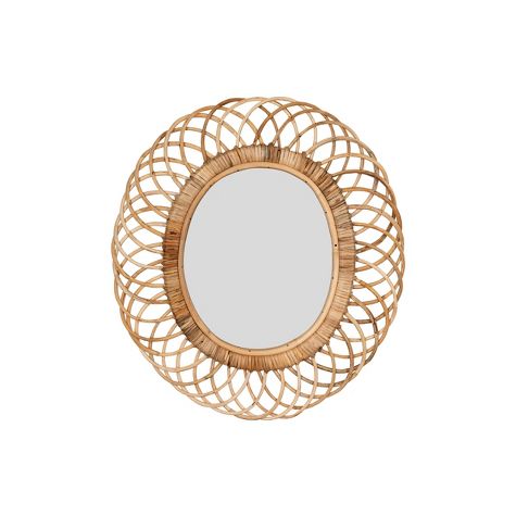 Oval Woven Bamboo Wall Mirror Brown - Storied Home