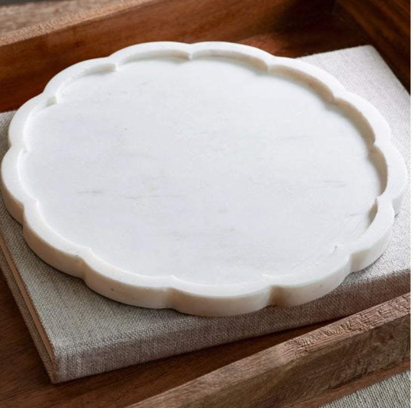 9.8" Scallop Marble Platter