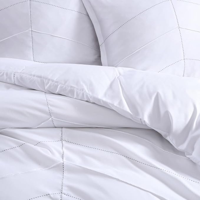 Full/Queen City Scene Duvet Cover Set White / Navy Blue