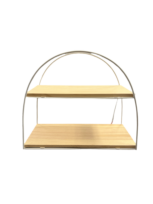 Wooden Storage Shelf White Tiered Table Top Display Tray