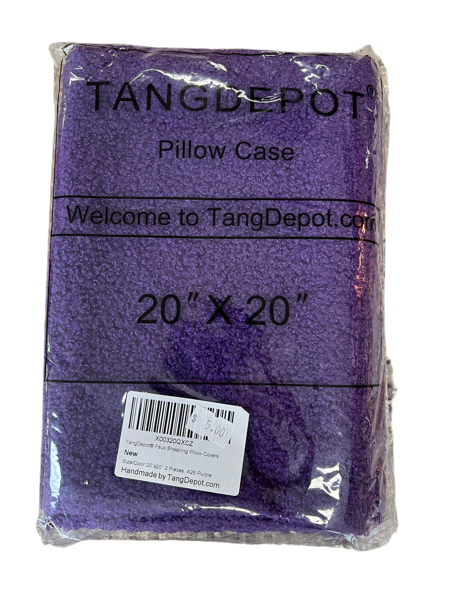 20” x 20” Faux Shearling Purple Pillow Sham 2pk