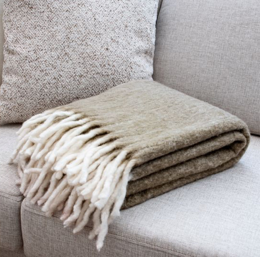 50" X 60" Brown Wool Blend Throw