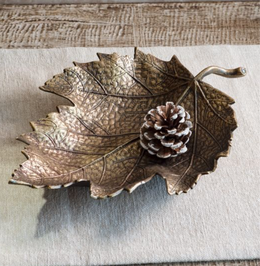 13" Antique Gold Leaf Dish
