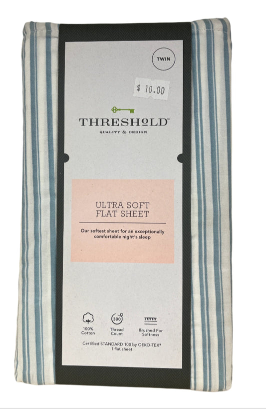 Twin 300 TC Striped Ultra Soft Flat Sheet - Threshold