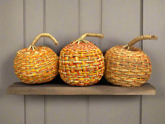 Set of 3 Woven Rattan Wicker Pumpkins Orange/White/Yellow - Threshold