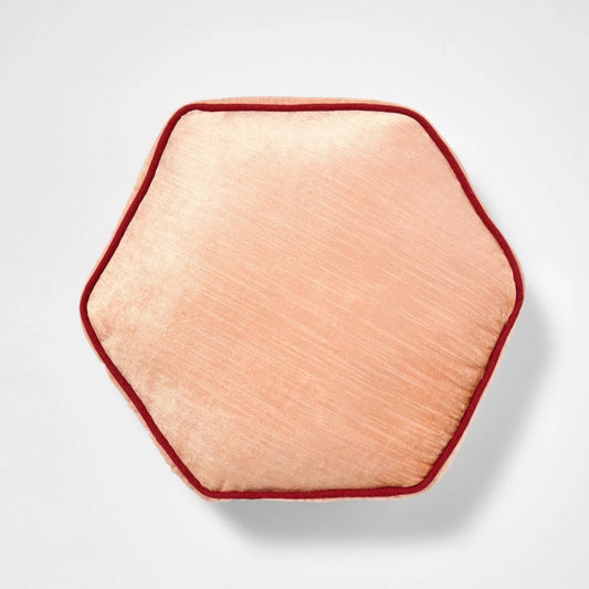 Textured Velvet Hexagon Throw Pillow Coral - Threshold™ Designed with Studio McGee