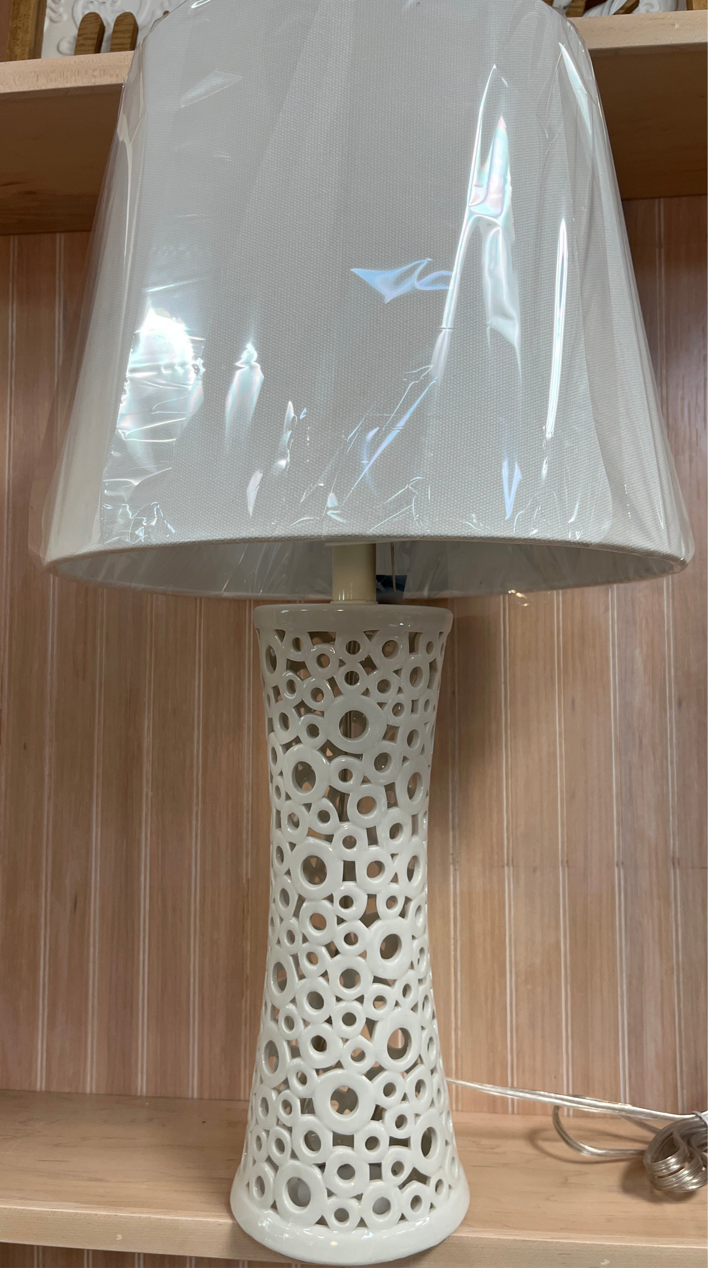 Kenroy Home Ceramic White Circles Modern Lamp