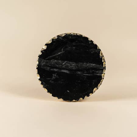 Black Marble Trivet with Gold Edge