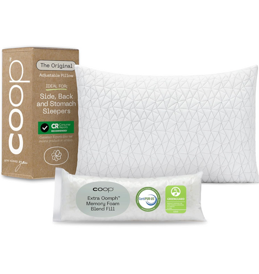 Coop - The Original Adjustable Cross Cut Memory Foam & Microfiber Pillow Queen