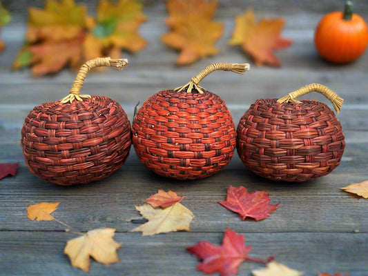 Farmhouse Wicker Rattan Woven Pumpkin Burgandy/Orange - Threshold