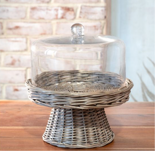 10.6" Glass Cake Dome Willow Base